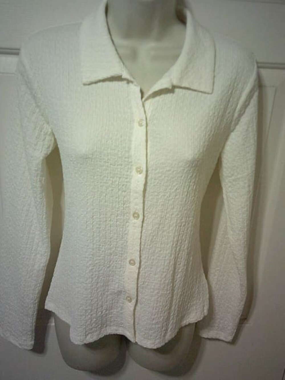 NEW SANCTUARY MILK WHITE RECYCLED MATERIAL LS BLOUSE SIZE S NWTS 👩